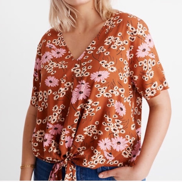 Madewell Tops - Madewell Hillside Daisies Tie Front Top
